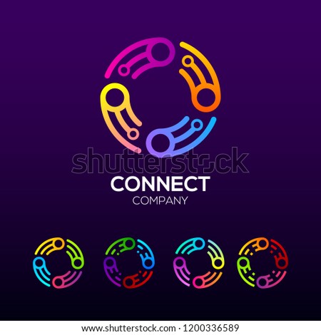 Abstract Letter O with Three lines and Four Round Loop, Circle and Square shape, Dots Connection logotype ,Fast Speed, Link, Digital and Technology for your Corporate identity