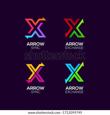 Letter X logotype with Arrows two directions concept, Financial Investment and Exchange logo, Reload Refresh Sync Symbol for your Business Company and Corporate identity Vector illustration