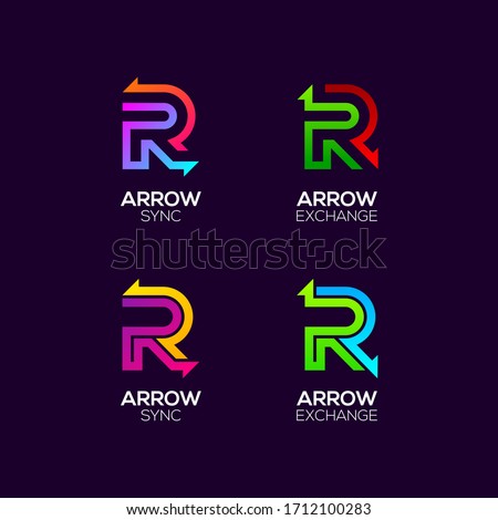 Letter R logotype with Arrows two directions concept, Financial Investment and Exchange logo, Reload Refresh Sync Symbol for your Business Company and Corporate identity Vector illustration