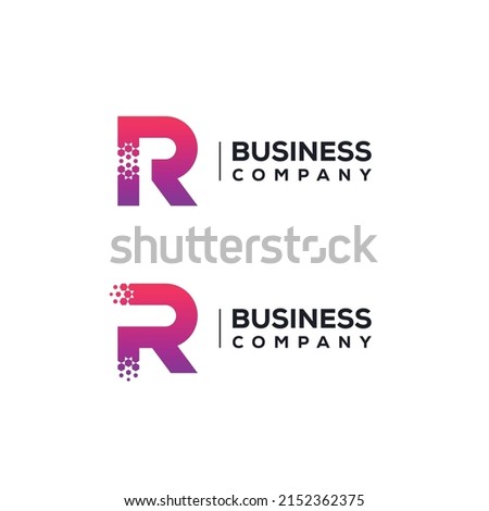 Abstract Letter R Logo design with Pixels Hexagon Shape for Technology and Digital Business Company