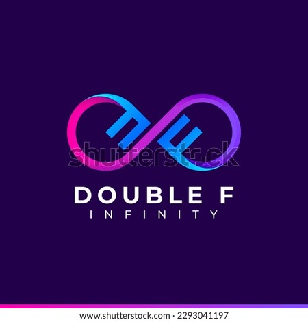 Letter F Infinity Logo design and Blue Purple Gradient Colorful symbol for Business Company Branding and Corporate Identity