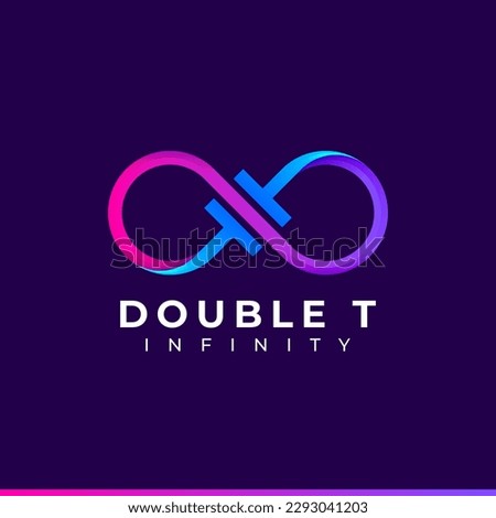 Letter T Infinity Logo design and Blue Purple Gradient Colorful symbol for Business Company Branding and Corporate Identity