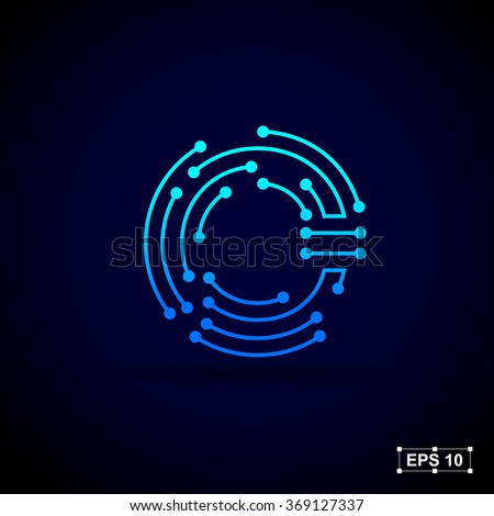 Letter C logo design template,Technology abstract dot connection cross vector logo icon circle logotype