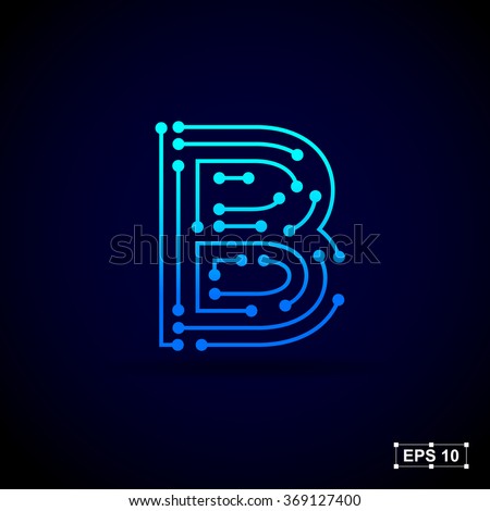 Letter B logo design template,Technology abstract dot connection cross vector logo icon circle logotype