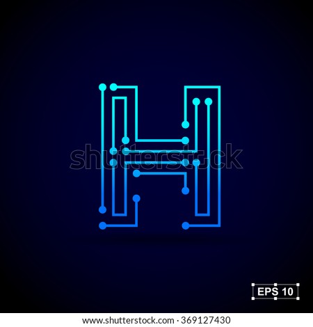 Letter H logo design template,Technology abstract dot connection cross vector logo icon circle logotype