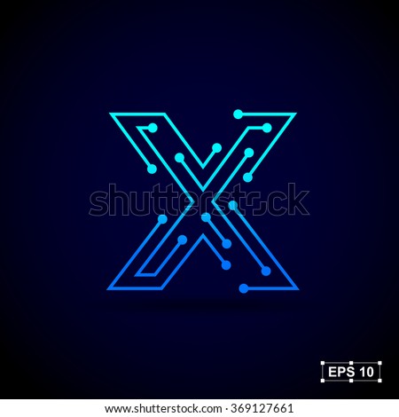 Letter X logo design template,Technology abstract dot connection cross vector logo icon circle logotype