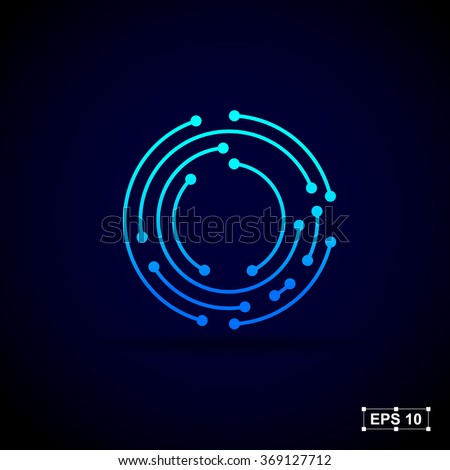 Letter O logo design template,Technology abstract dot connection cross vector logo icon circle logotype