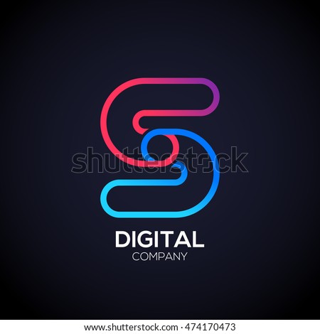 Letter S Logo Design.Linked shape circle symbol,Digital