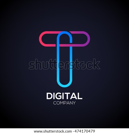 Letter T Logo Design.Linked shape circle symbol,Digital