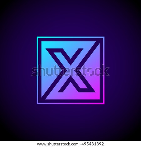 Letter X logo,Square shape symbol,Digital,Technology,Media
