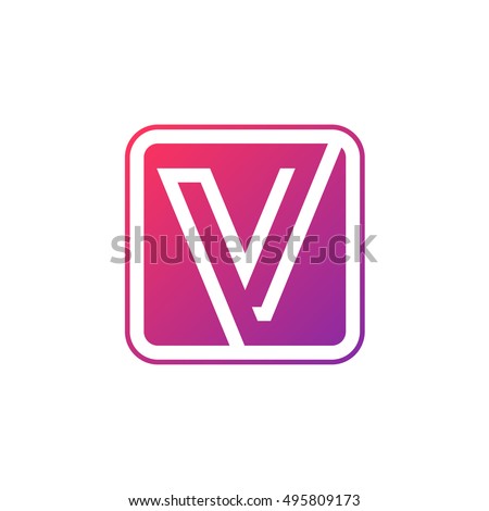 Letter V logo,Rounded rectangle shape symbol,Digital,Technology,Media