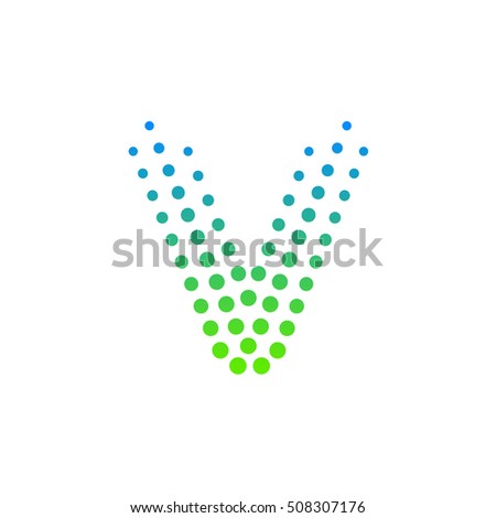 Letter V logo.Dots logo,dotted shape logotype vector design