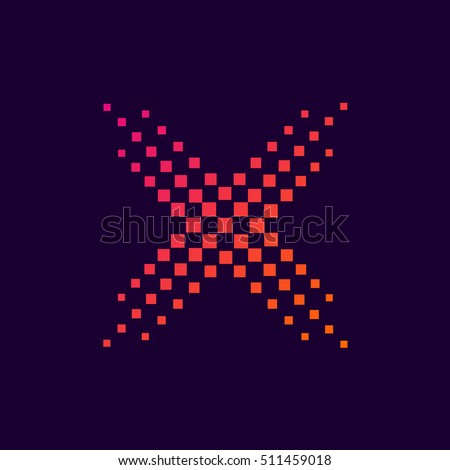 Letter X logo.Dots logo colorful,pixel shape logotype vector design