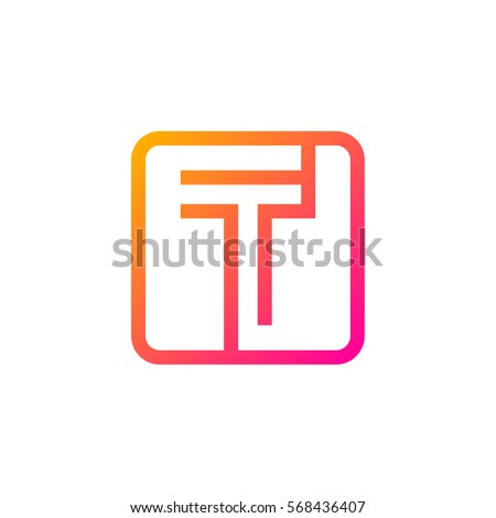 Letter T logo,Rounded rectangle shape symbol,Digital,Technology,Media,Pink and Yellow color