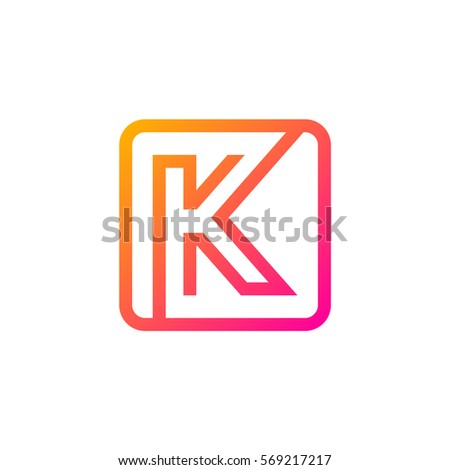 Letter K logo,Rounded rectangle shape symbol,Digital,Technology,Media,Pink and Yellow color