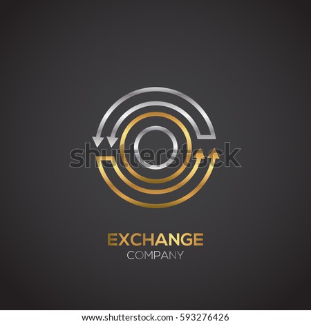 Letter O logo, Exchange money, Economy finance, Arrow, Gold and Silver premium color