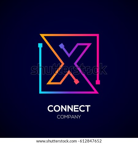 Letter X logo, Square shape, Colorful, Technology and digital abstract dot connection