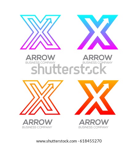 Letter X with Arrow, Finance, Business, Moving, Forward, Logotype