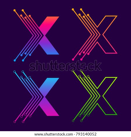 Letter X Colorful logotype design with Dot Linked Shape and line Circle symbol, Technology and Digital Connection concept for your Corporate identity