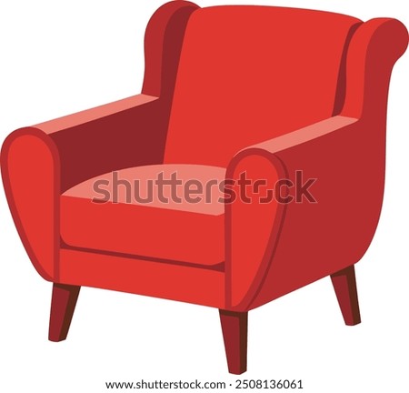 Illustration of a red armchair isolated on a white background