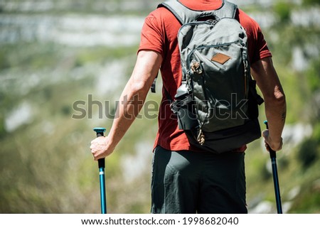 Similar – Image, Stock Photo Unrecognizable hiker observing wild valley from rocky cliff