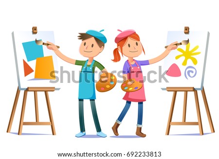 Similar – Image, Stock Photo Kid drawing on canvas at home