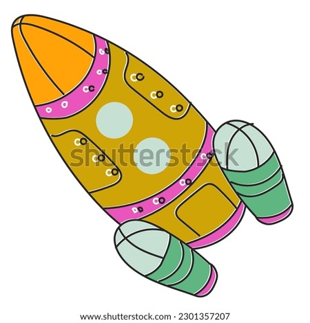 toy rocket coloring book vector illustration