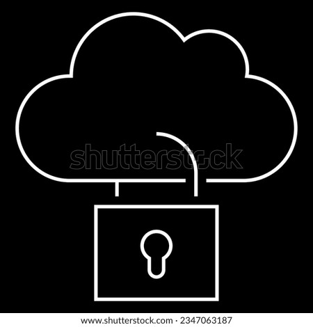 cloud icon with lock on black background