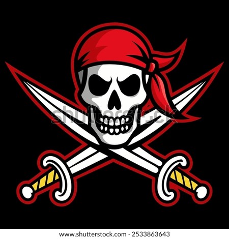 pirate skull symbol with sabers