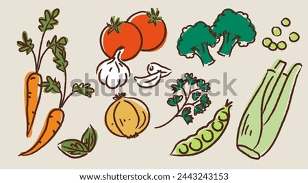 Set of hand-drawn vegetables. Vintage, retro style Illustration.