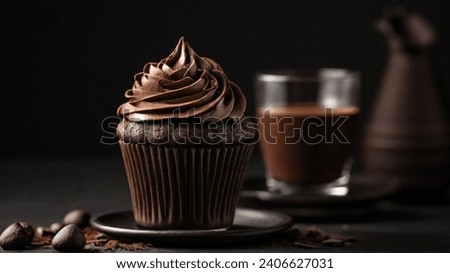 Similar – Foto Bild Schokoladenmuffins und Kaffeetasse auf dunklem Hintergrund