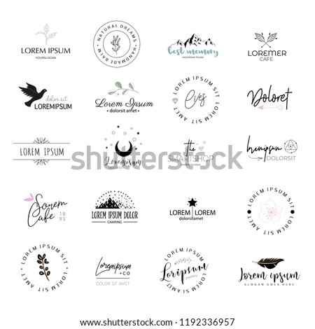 Versatile logo templates collection. Logo set. Premade logo design. Feminine logotypes