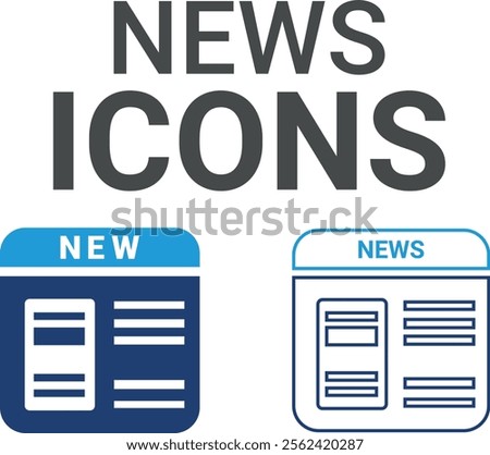 News icons. Containing speak, phone, mail, contact, chat, website, satellite, radio, antenna, message and more. Solid icons collection, vector illustration.