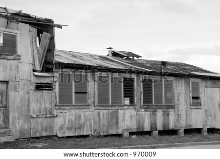 Old Metal Building in classic black and white