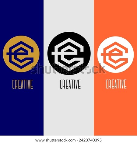 Unique e logo alphabet circle initial creative idea abstract colorful icon vector template