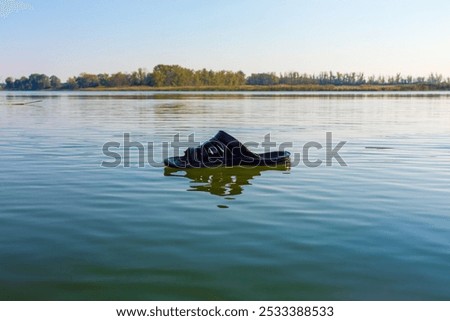 Similar – Image, Stock Photo rubber slippers float in clear water next to female legs