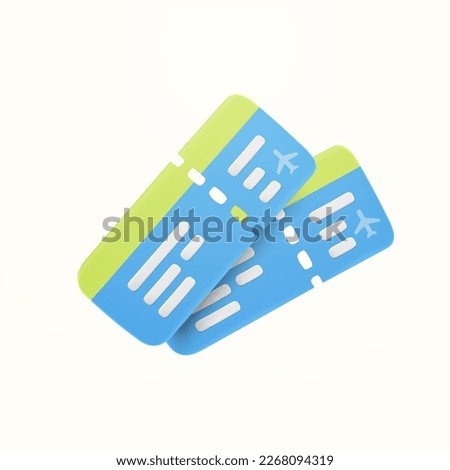 Ragged aero plane paper ticket air travel journey transportation access priority pass. Aircraft trip entry coupon airline airport. 3d Ticket coupon travel, booking service. 3d icon vector illustration