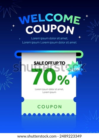 A Coupon is being printed from a slot with coupon code, percentage off, isolated on background. 3d Discount voucher, special price off event banner template. 3d Vector illustration