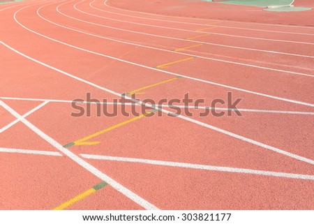 The runway the beautiful in the track and field court