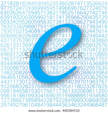 Euler's number with a shadow on a digital background. Mathematical constant, decimal irrational number, base of the natural logarithm. Abstract digital vector illustration. Napier's constant.