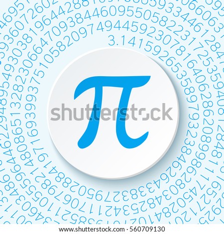 Pi sign with a shadow on a blue background. Mathematical constant, irrational complex number, greek letter. Abstract digital illustration for March 14th. Poster creative template
