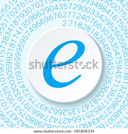 Euler's number with a shadow on a digital background. Mathematical constant, decimal irrational number, base of the natural logarithm. Abstract digital vector illustration. Napier's constant.