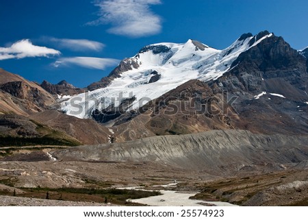 glacier in the columbia icefield slowly melts away