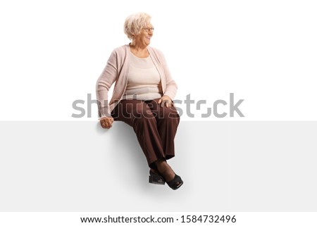 Similar – Image, Stock Photo An elderly woman sits at her laptop, notebook