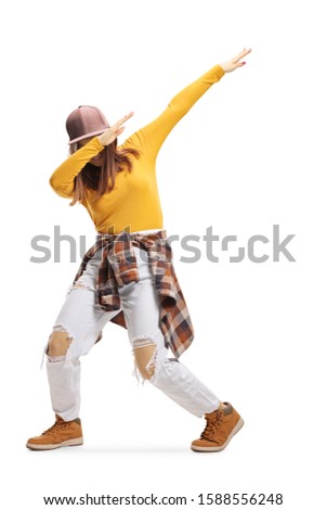 Teen shy brunette dancing