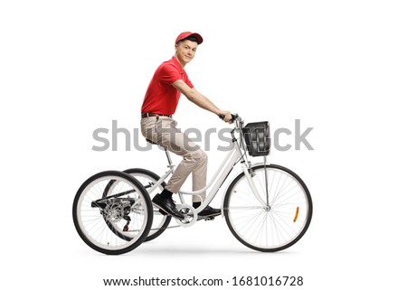 Similar – Image, Stock Photo The three riders and their dogs return after work