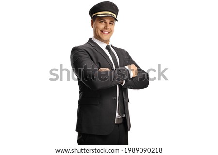 Cheerful chauffeur smiling at camera isolated on  white background ストックフォト © 