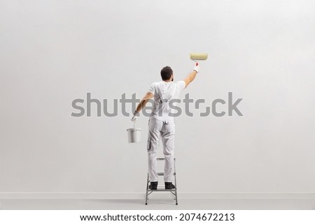 Similar – Image, Stock Photo ladders on white room at construction site. Painting walls. Home improvement, renovation