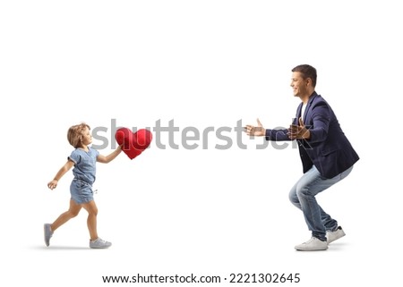 Similar – Image, Stock Photo Girl running towards the sea on the beach of the Baltic Sea with a yellow swimming ring on her back