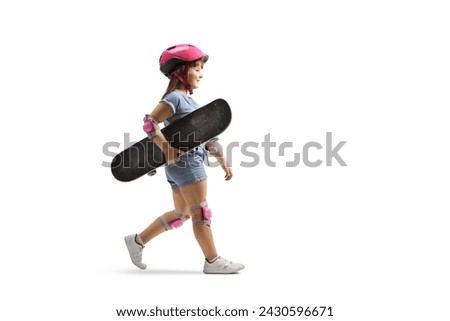 Similar – Foto Bild Kinderskateboardfahrer, der auf seinem Skateboard sitzt.